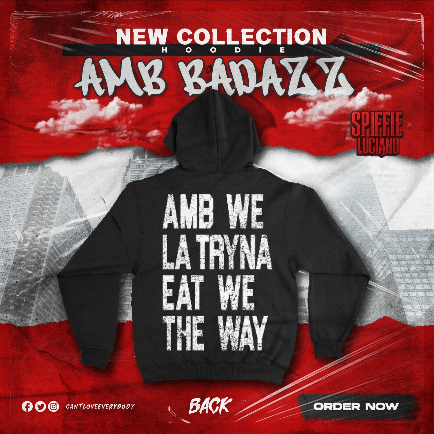 AMB BADAZZ HOODIE BLACK & WHITE